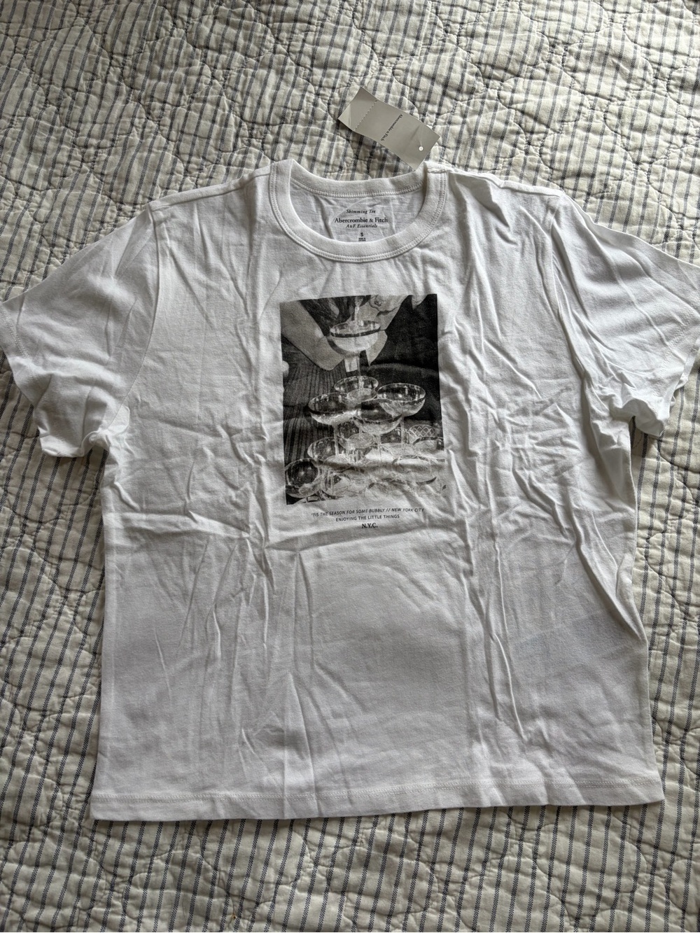 Abercrombie & Fitch White Graphic Photo-Print Crew Tee